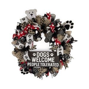 Dogs Welcome People Tolerated Front Door Wreath